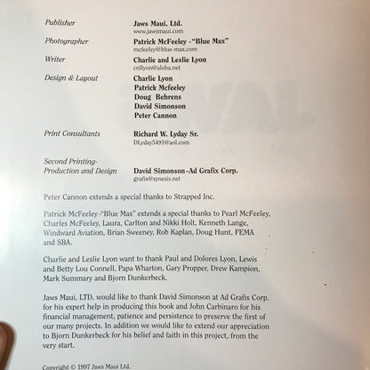 Jaws: Maui - Patrick Mcfeeley - Charlie and Leslie Lyon - Signed by Mcfeeley - 1999