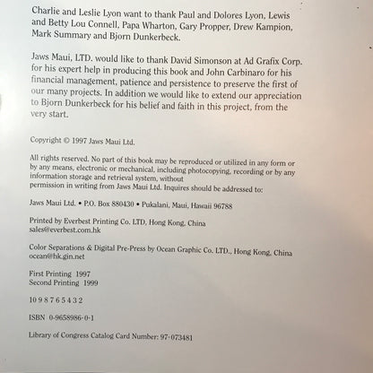 Jaws: Maui - Patrick Mcfeeley - Charlie and Leslie Lyon - Signed by Mcfeeley - 1999