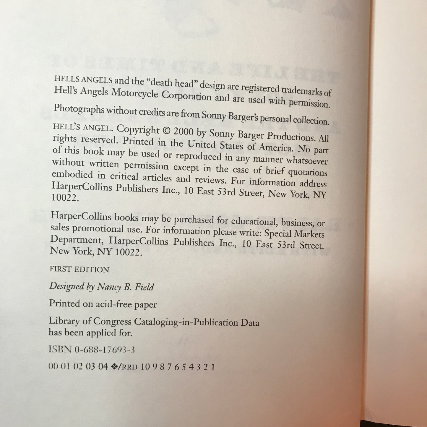 Hell's Angel - Ralph "Sonny" Barger - Signed - 1st Edition - 2000