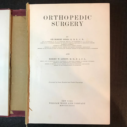 Orthopedic Surgery - Sir Robert Jones and Robert W. Lovett - 1 Volume - 1923