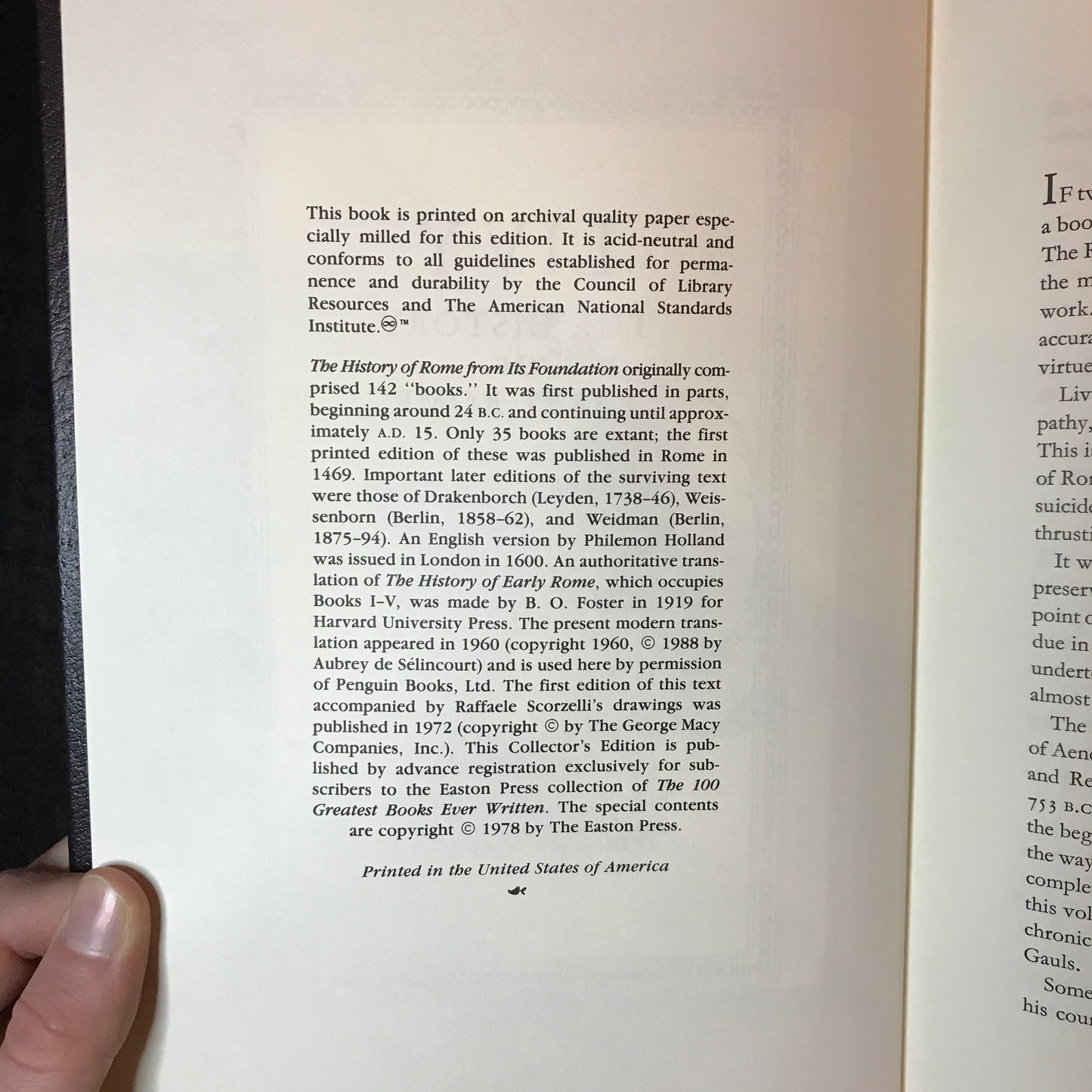 LIVY: The History of Early Rome - Titus Livius - Easton Press - 1978