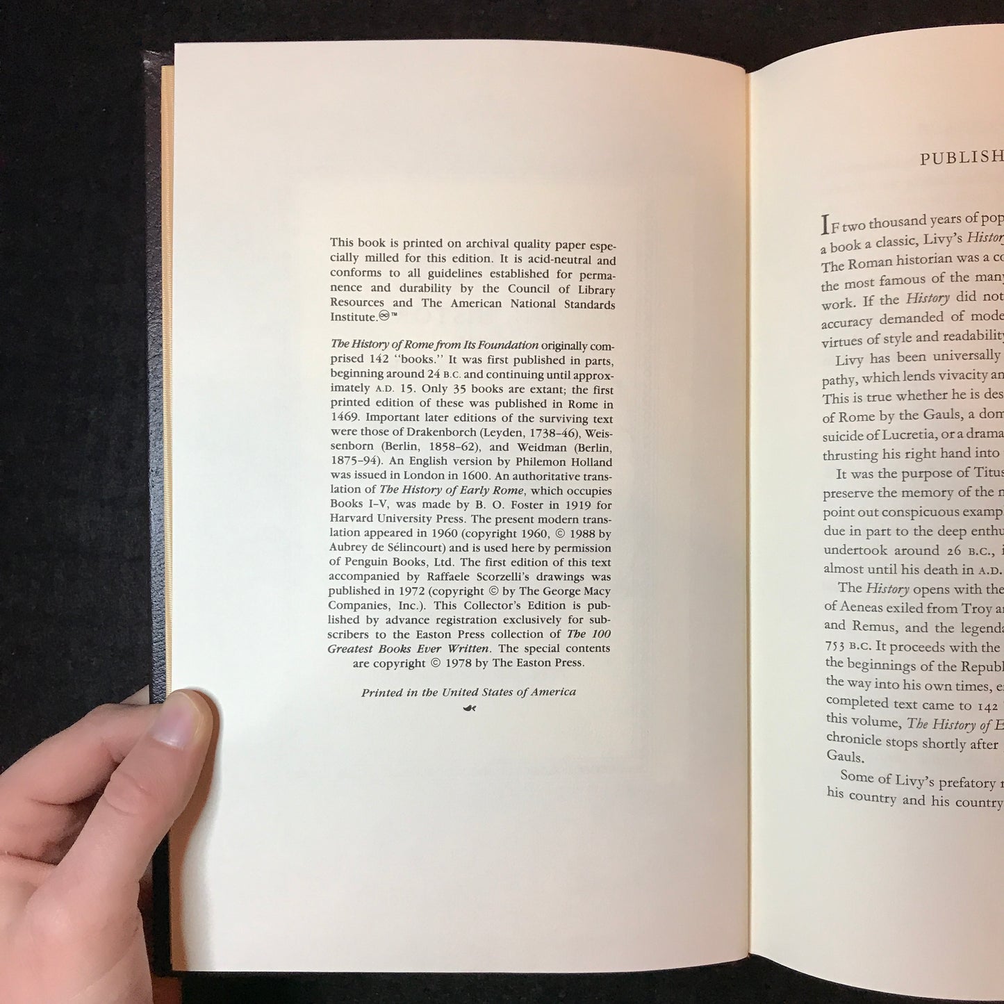 LIVY: The History of Early Rome - Titus Livius - Easton Press - 1978