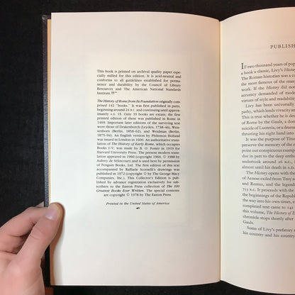 LIVY: The History of Early Rome - Titus Livius - Easton Press - 1978