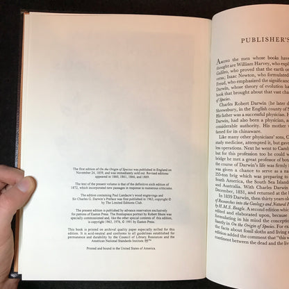 On the Origin of Species - Charles Darwin - Easton Press - 1991