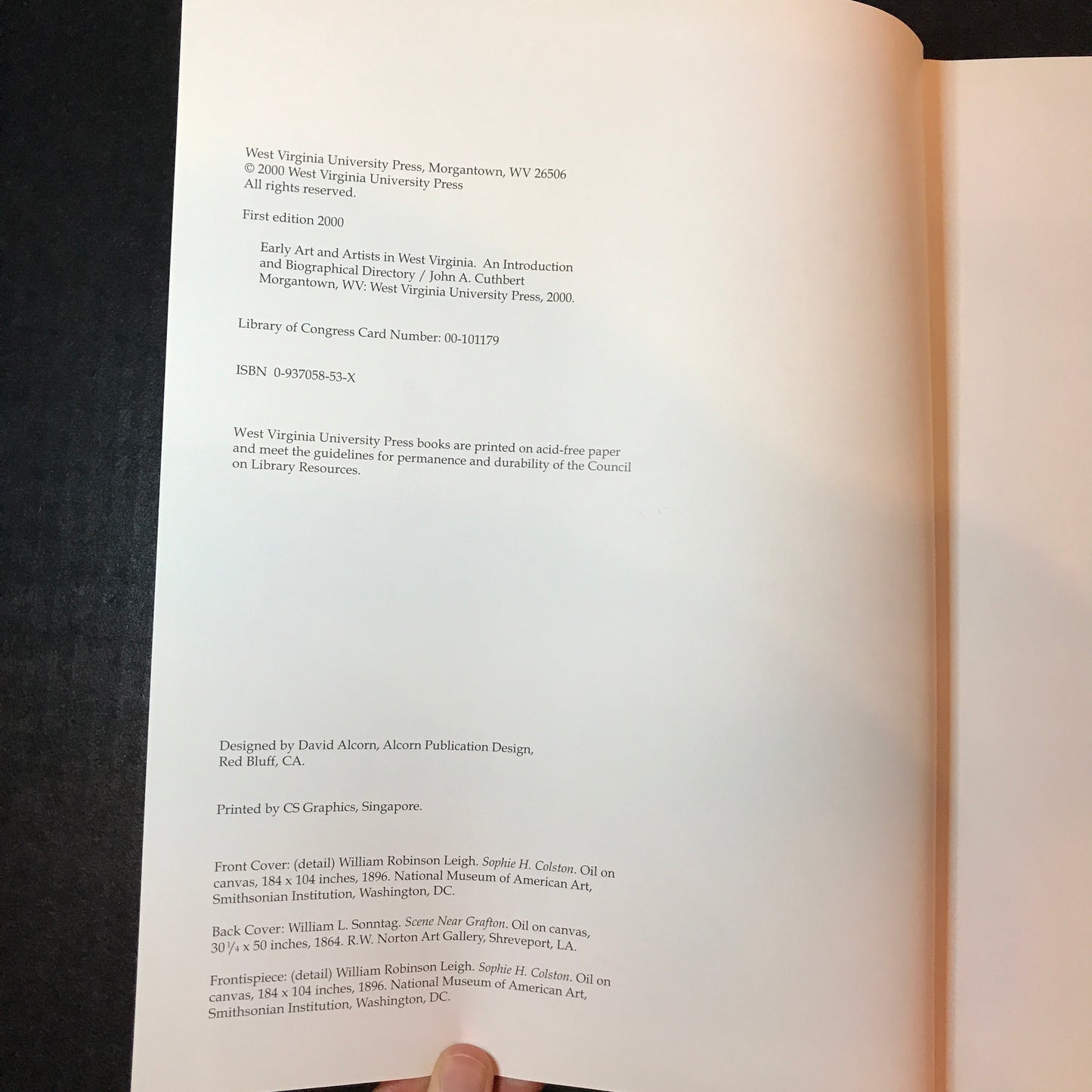 Early Art and Artists in West Virginia - John A. Cuthbert - Signed - 2000