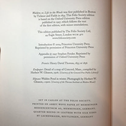 Walden, or Life in the Woods - Henry D. Thoreau - Folio Society - 2009