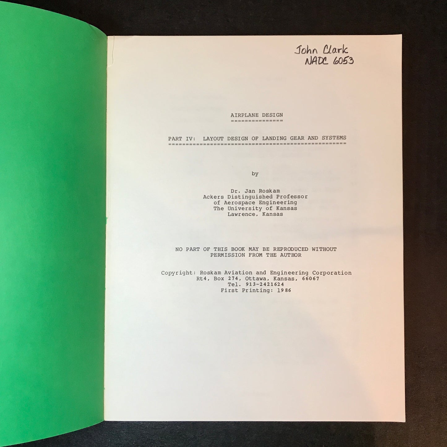 Airplane Design: Part IV - Jan Roskam - 1986