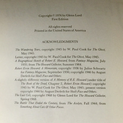 The Last Celt: A Bio-Bibliography of Robert Ervin Howard - Glenn Lord - First Edition - 1976