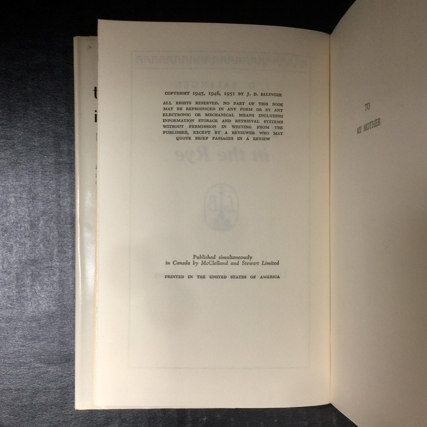 The Catcher in the Rye - J.D. Salinger - Book Club Edition - 1951