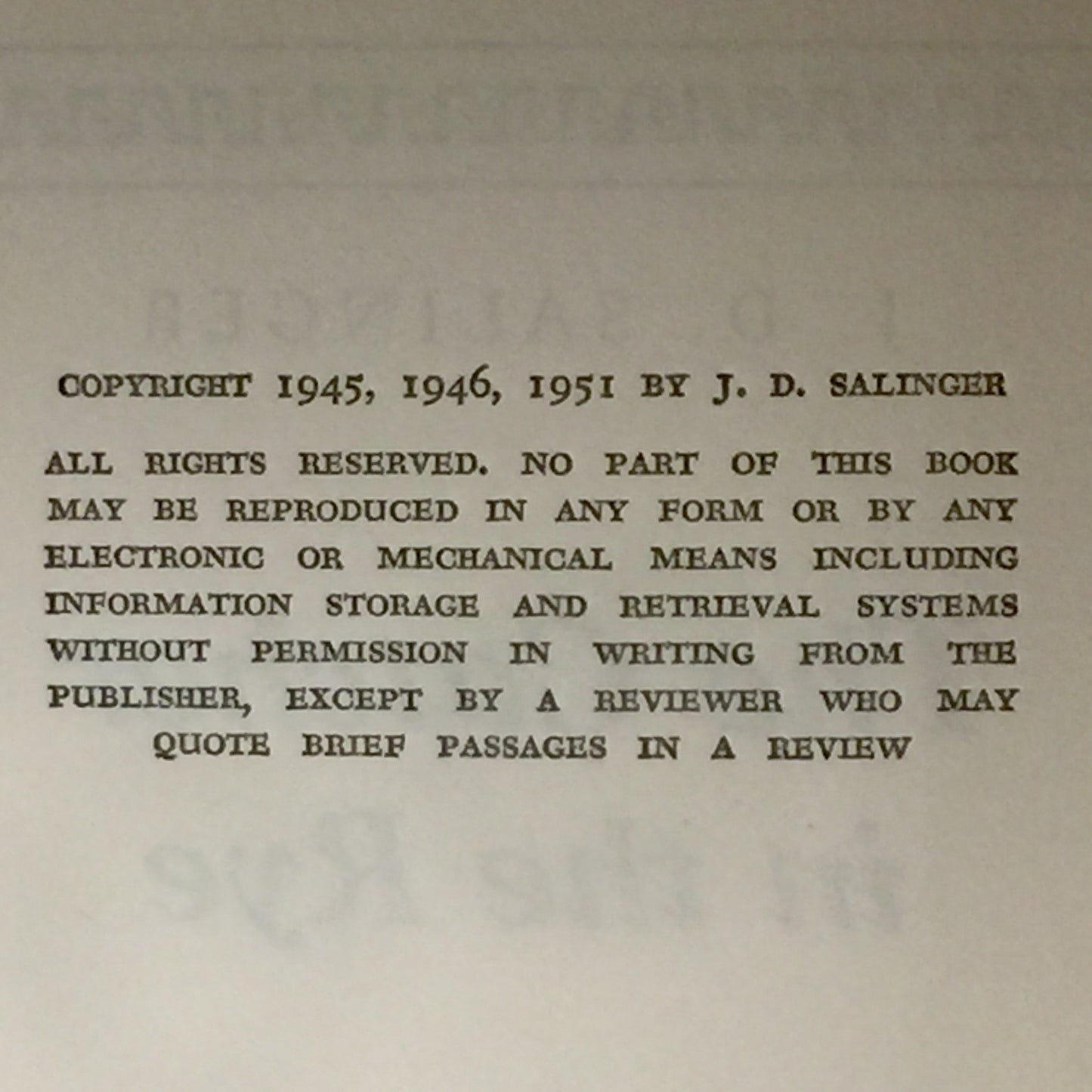 The Catcher in the Rye - J.D. Salinger - Book Club Edition - 1951