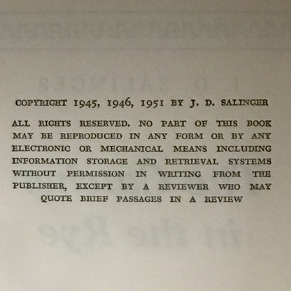 The Catcher in the Rye - J.D. Salinger - Book Club Edition - 1951