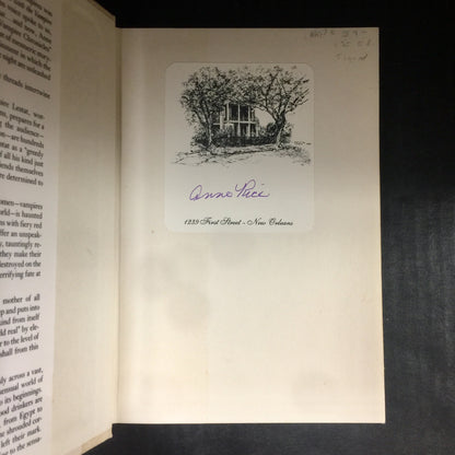 The Queen Of The Damned - Anne Rice - Signed - First Edition - 1988