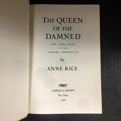 The Queen Of The Damned - Anne Rice - Signed - First Edition - 1988