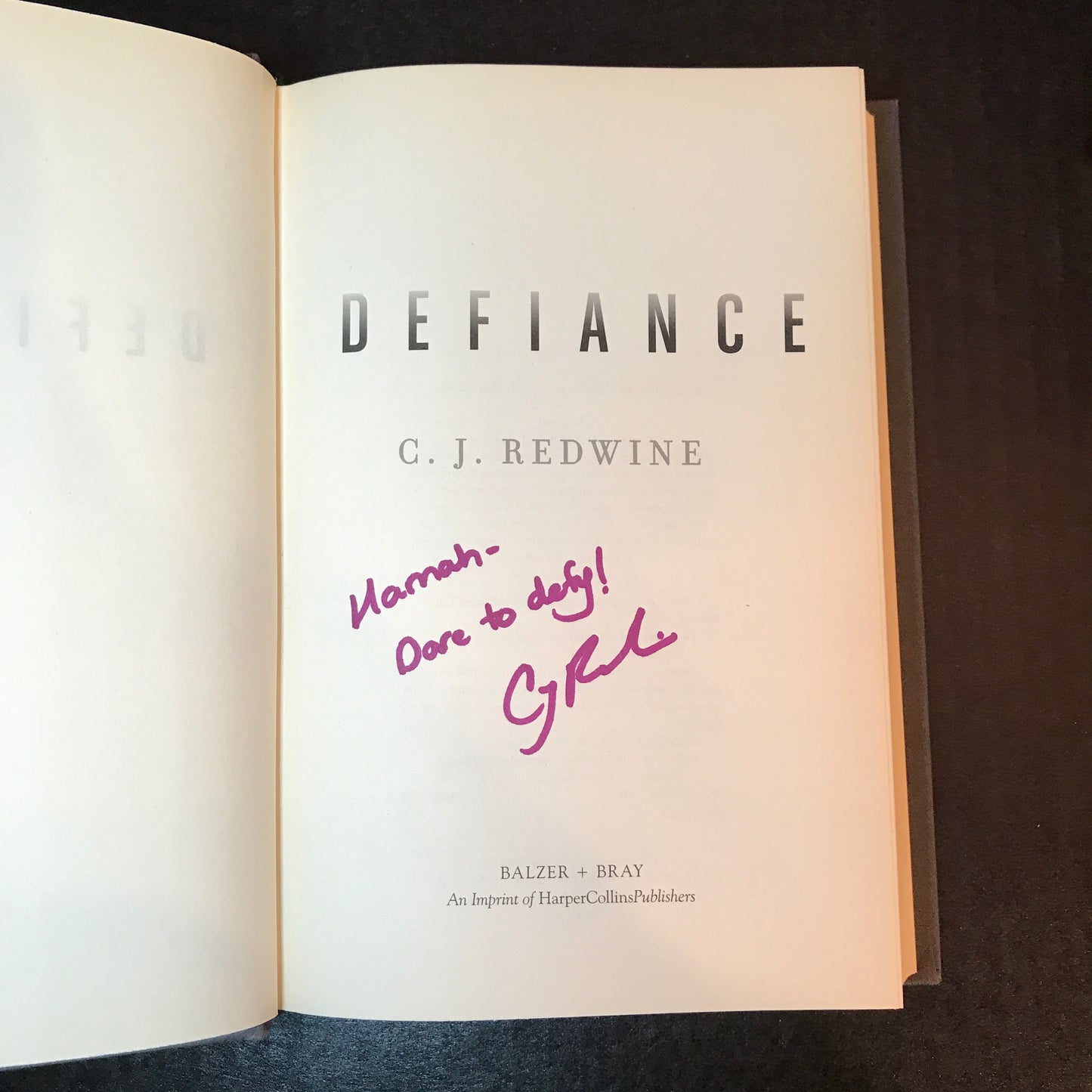 Defiance - C. J. Redwine - Signed - 1st Edition - 2012