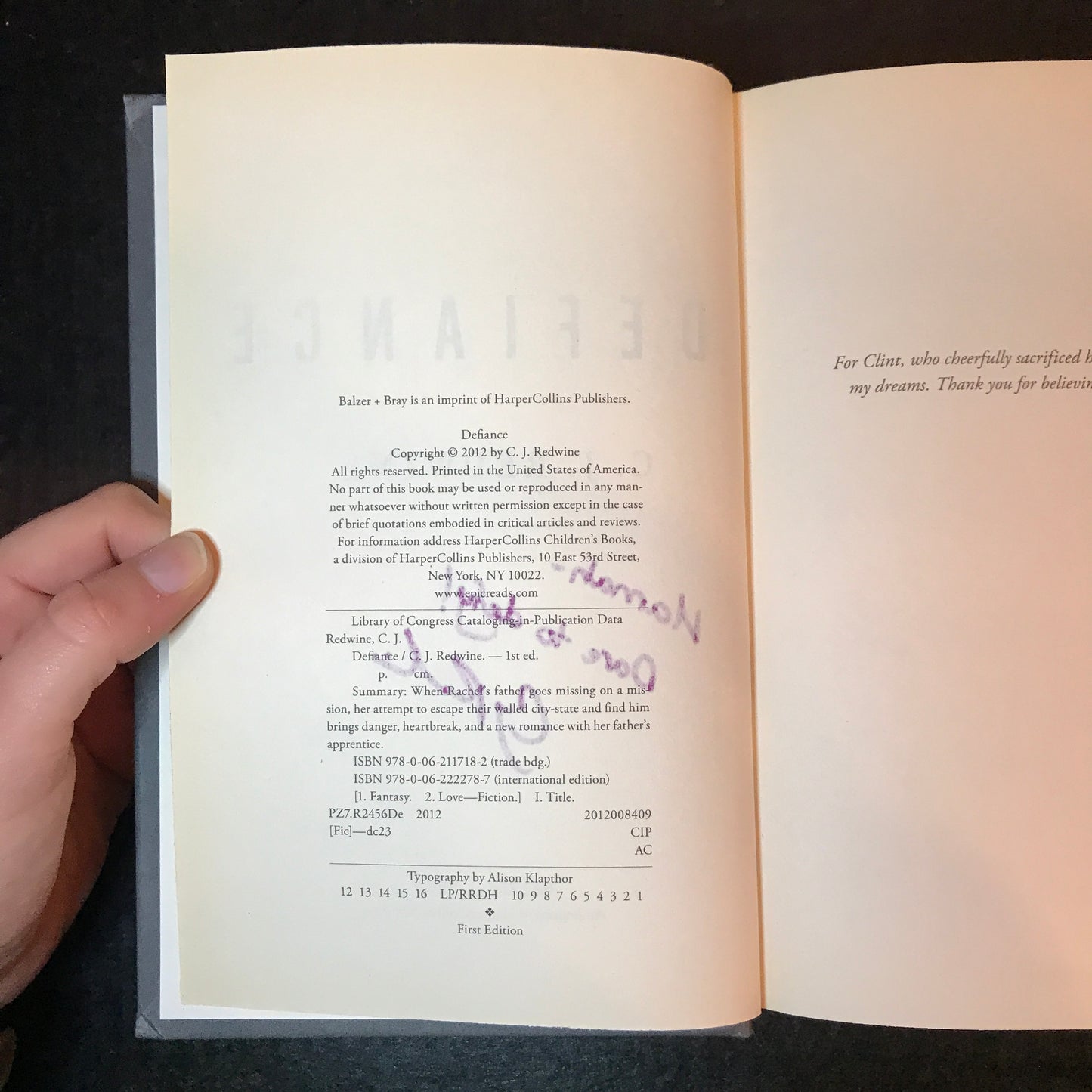 Defiance - C. J. Redwine - Signed - 1st Edition - 2012