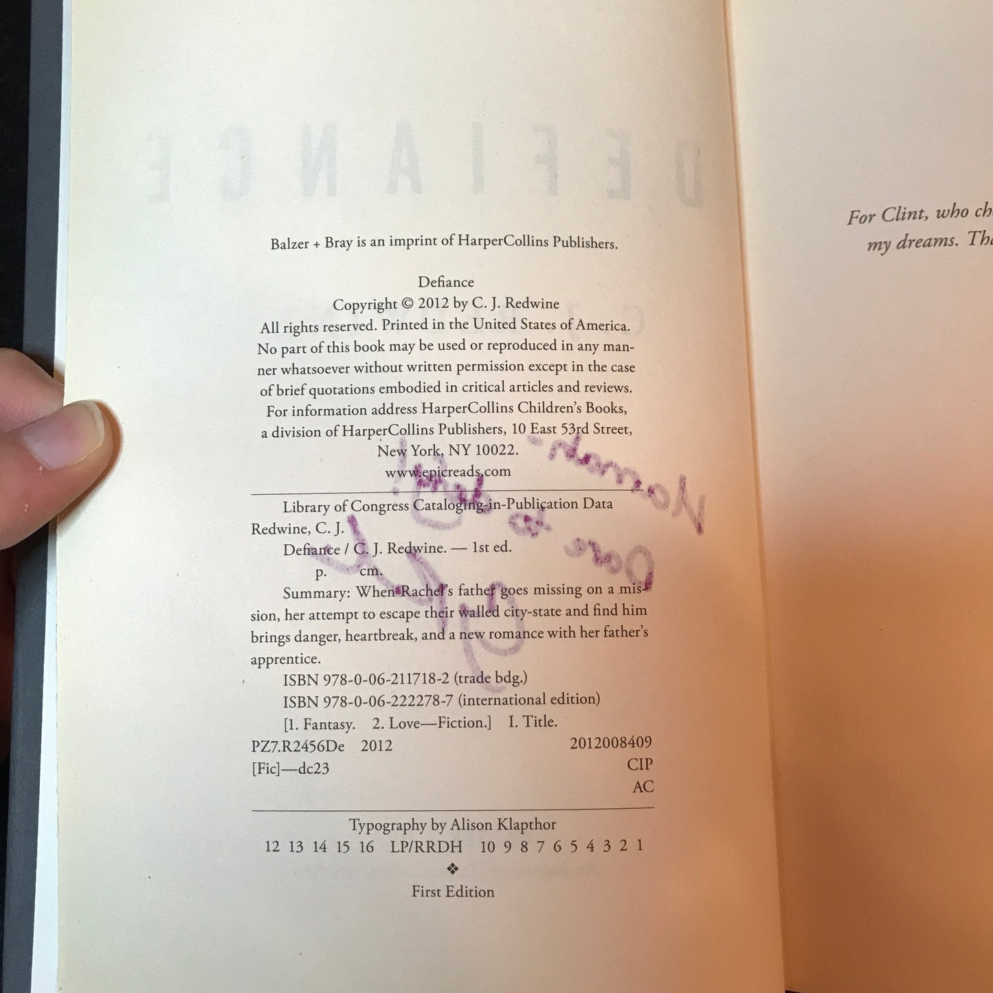 Defiance - C. J. Redwine - Signed - 1st Edition - 2012