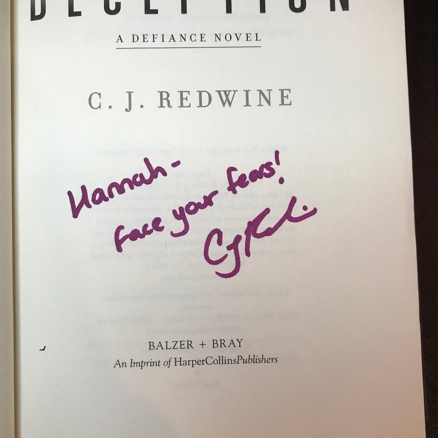 Deception - C. J. Redwine - Signed - 1st Edition - 2013