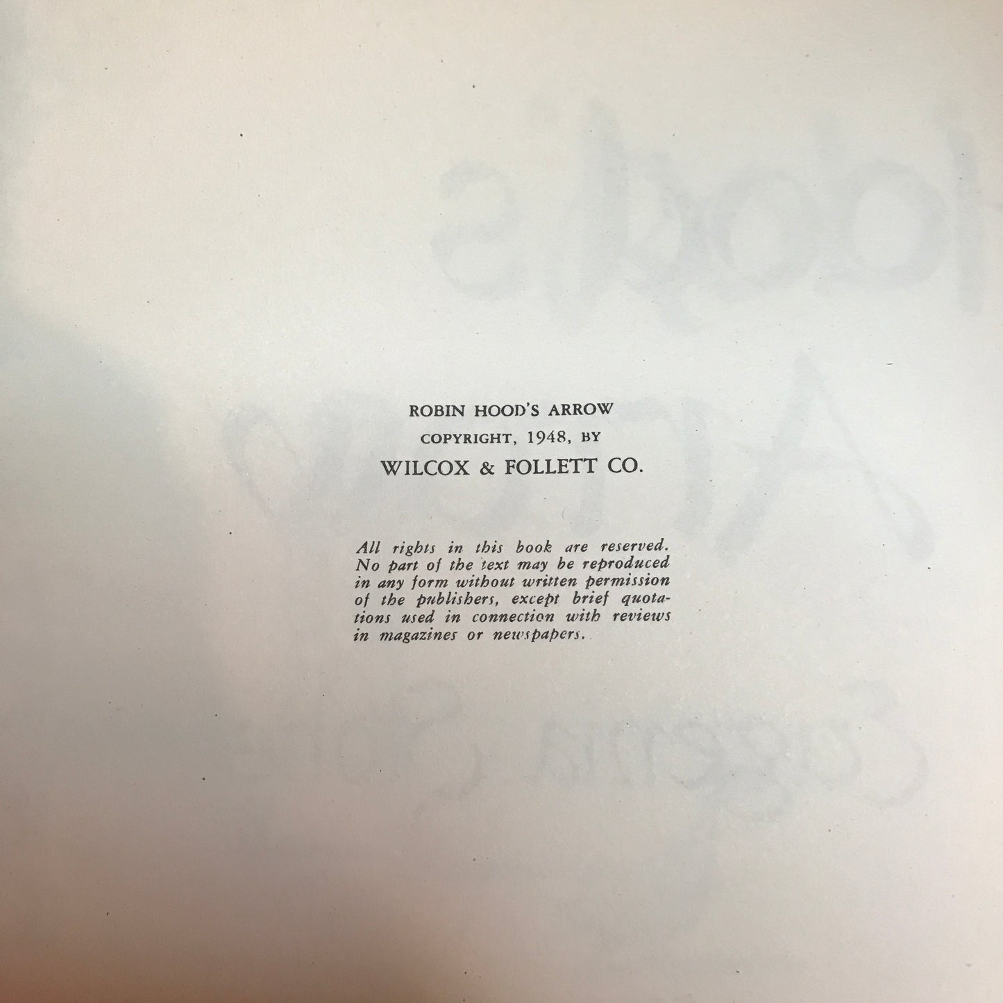 Robin Hood's Arrow - Eugenia Stone - 1948