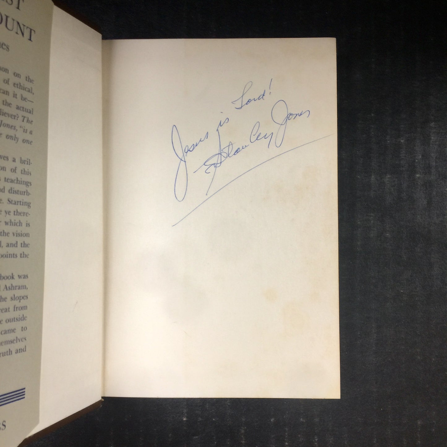 The Christ of the Mount - E. Stanley Jones - Signed - 1931