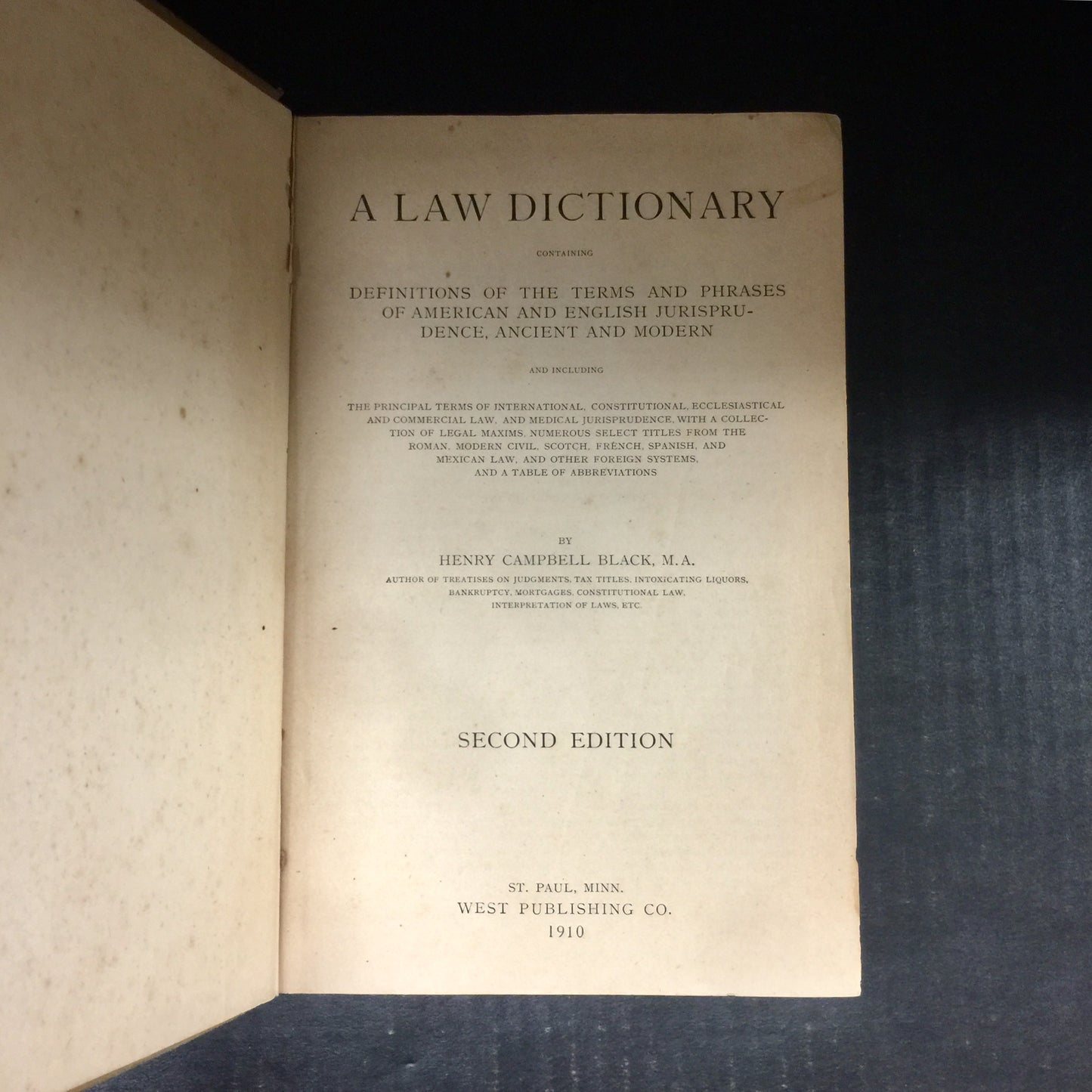 A Law Dictionary - Henry Campbell Black - Second Edition - 1910
