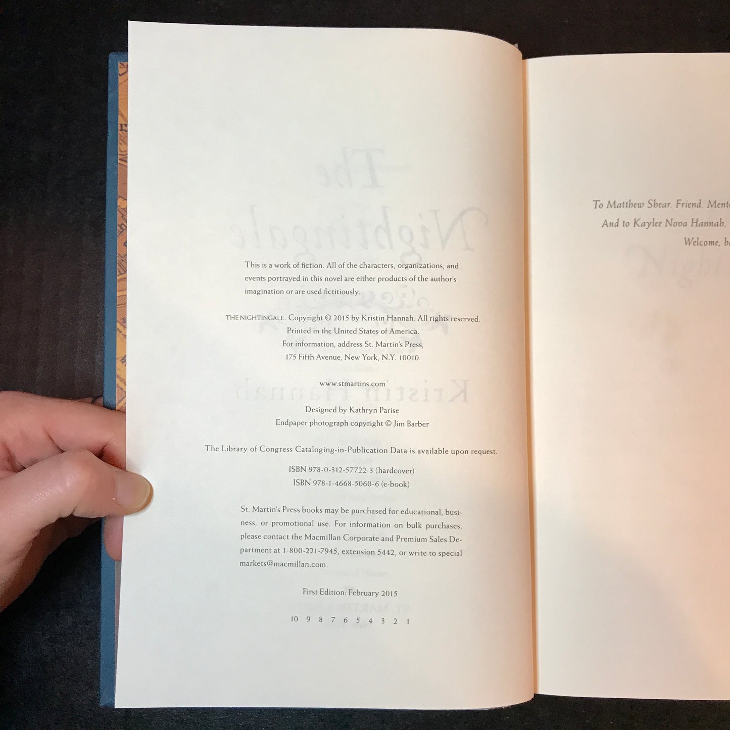 The Nightingale - Kristin Hannah - Signed - 1st Edition - 2015