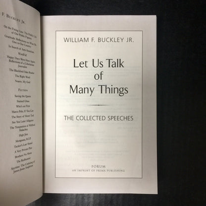 Let Us Talk Of Many Things - William F. Buckley Jr. - Signed - 2000