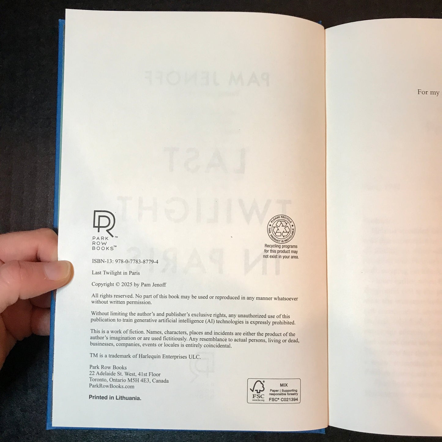 Last Twilight in Paris - Pam Jenoff - Signed - 2025