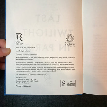 Last Twilight in Paris - Pam Jenoff - Signed - 2025