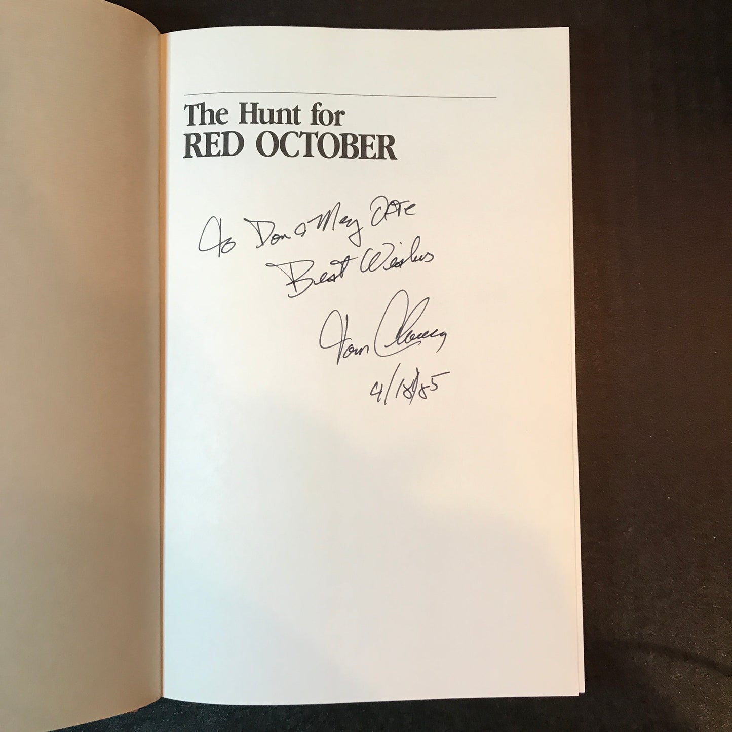 The Hunt for Red October - Tom Clancy - Signed - 1984