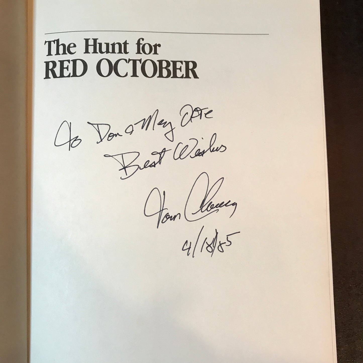 The Hunt for Red October - Tom Clancy - Signed - 1984