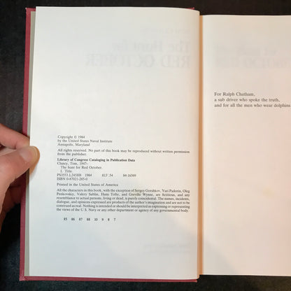 The Hunt for Red October - Tom Clancy - Signed - 1984