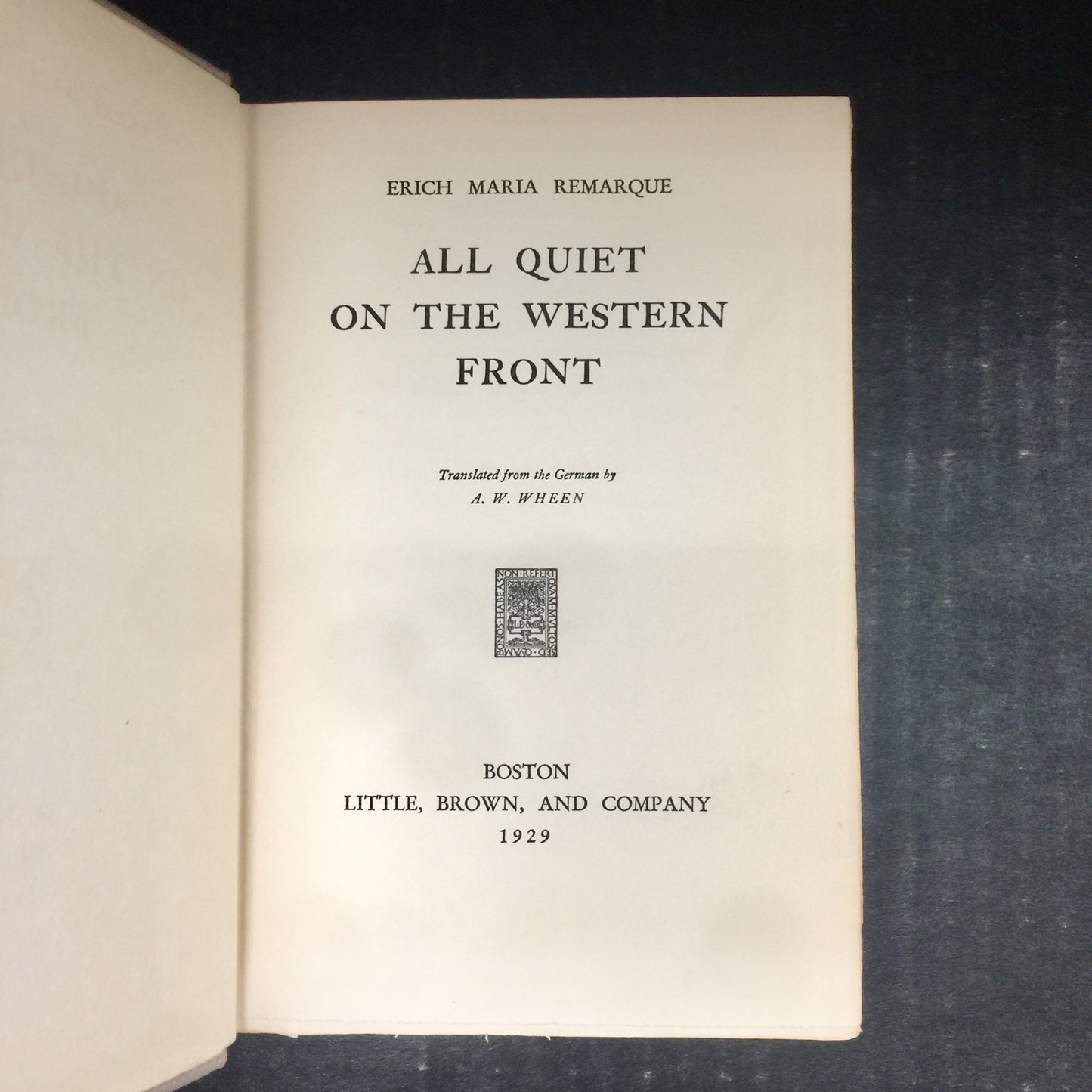 All Quiet On The Western Front - Erich Maria Remarque - First Printing - 1929