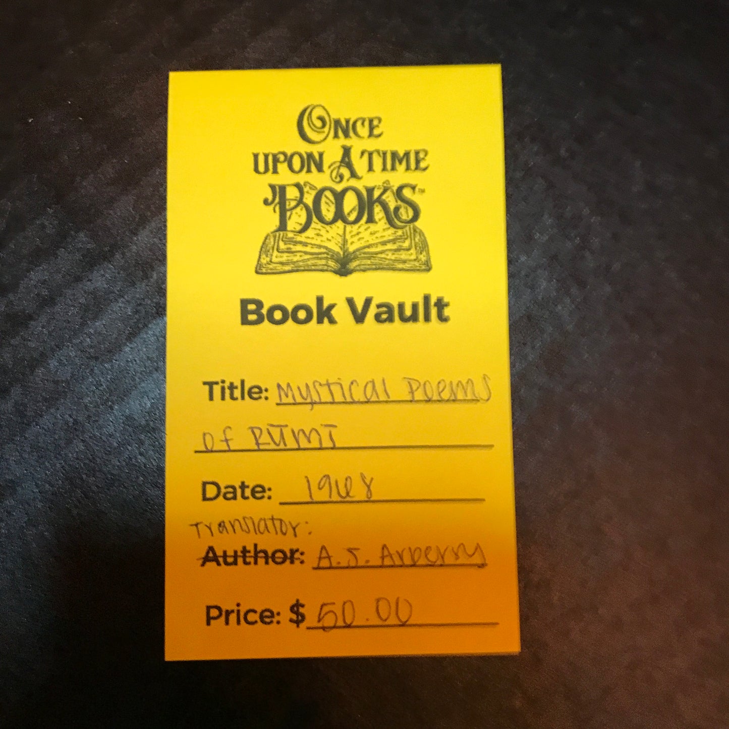 Mystical Poems of Rūmī - Translated by A. J. Arberry - 1968