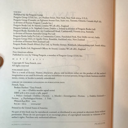 Broken Harbor - Tana French - Signed - 1st Edition - 2012