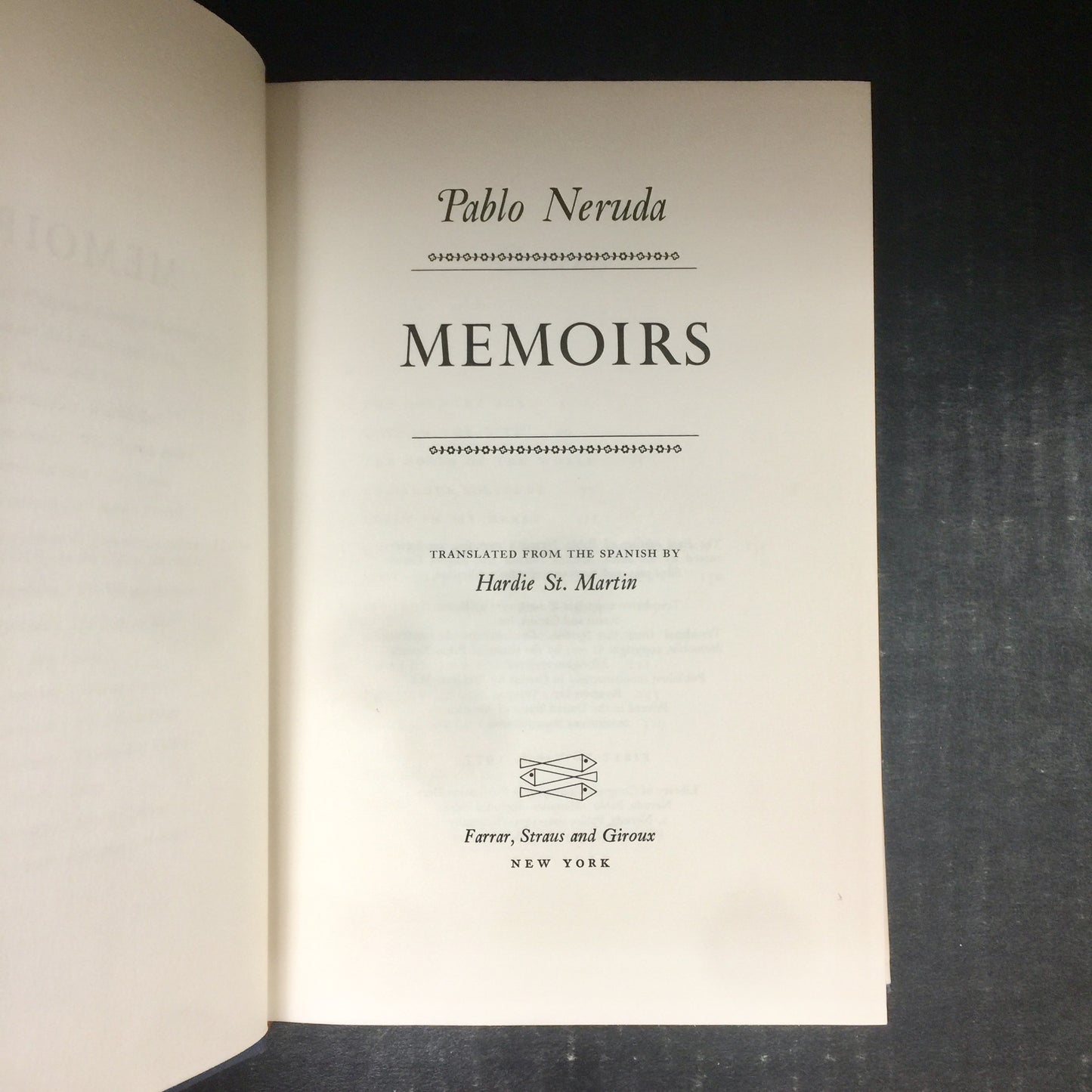 Memoirs - Pablo Neruda - First Edition - 1977