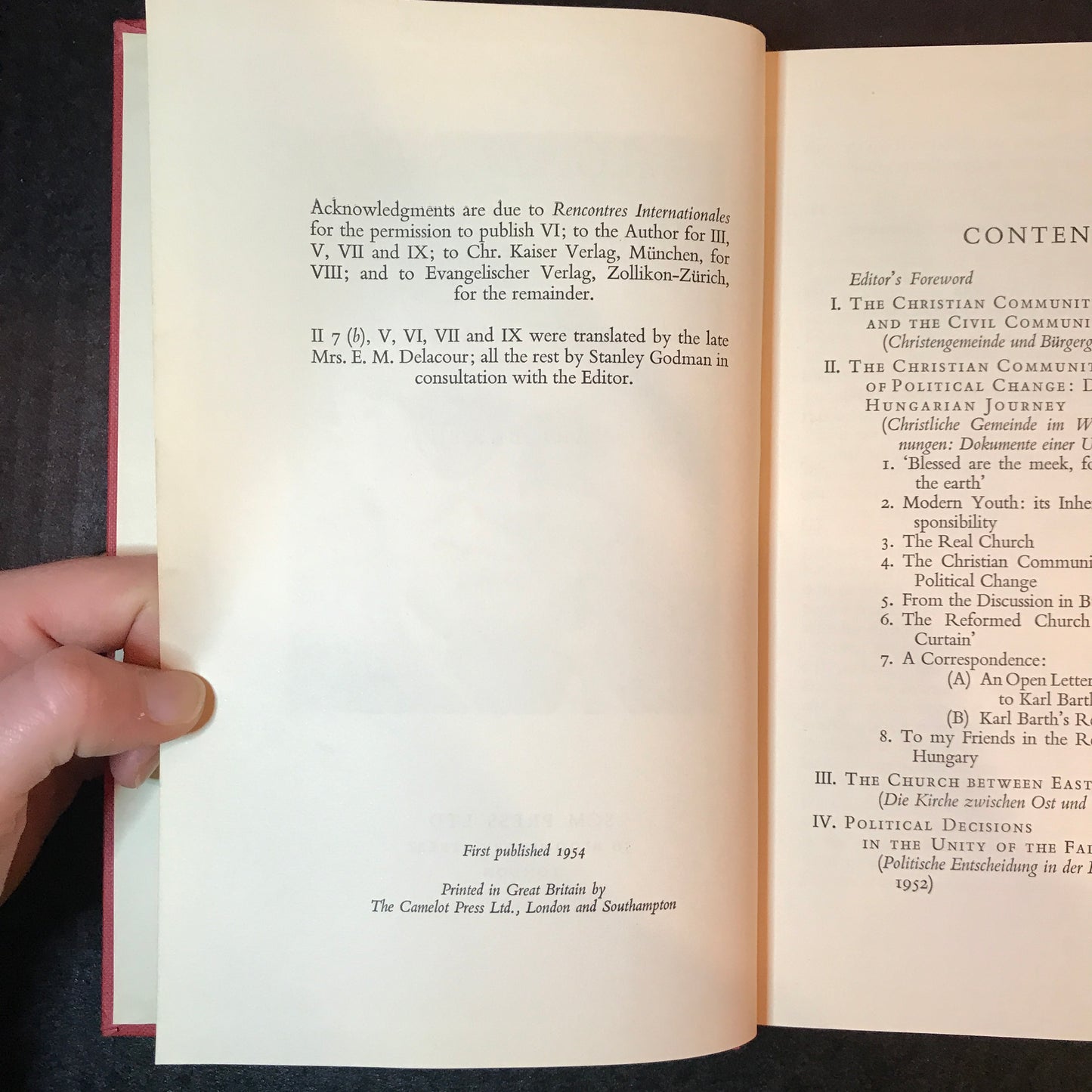 Against the Stream - Karl Barth - 1st American Edition - 1954