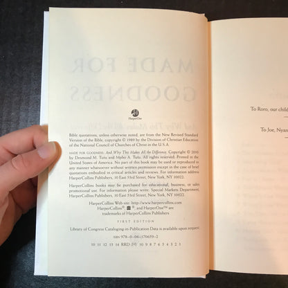 Made For Goodness - Desmond Tutu and Mpho Tutu - Signed - 1st Edition - 2010