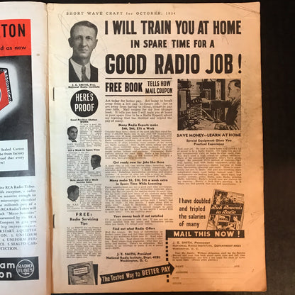 Short Wave Craft Magazine - Edited by Hugo Gernsback - Oct. 1934