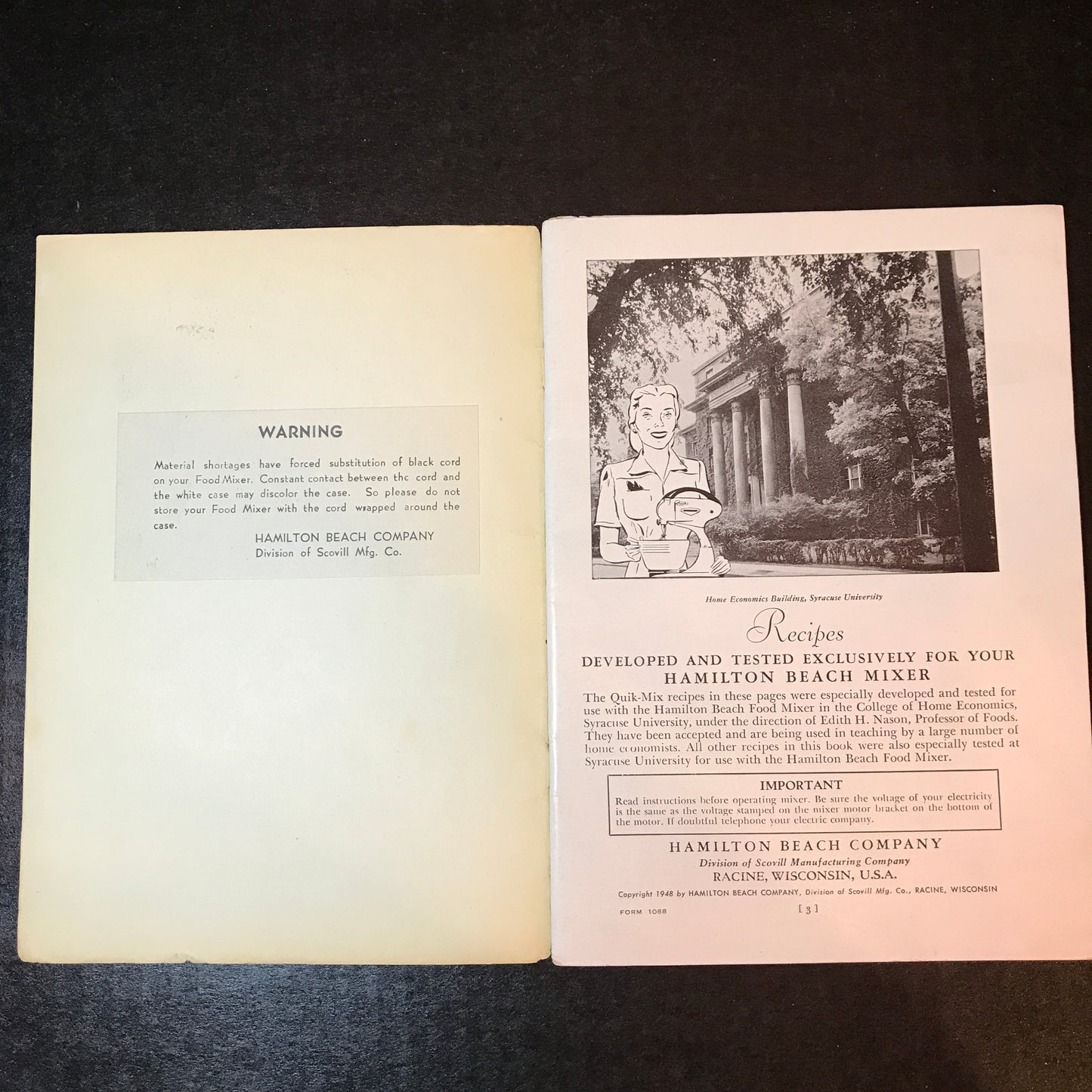 Hamilton Beach Instructions & Tested Recipes - Hamilton Beach Co. 1948