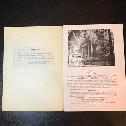Hamilton Beach Instructions & Tested Recipes - Hamilton Beach Co. 1948