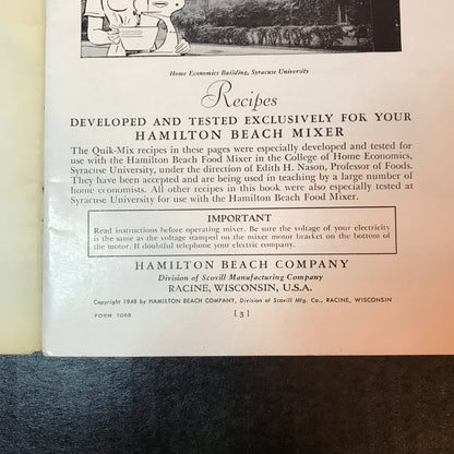 Hamilton Beach Instructions & Tested Recipes - Hamilton Beach Co. 1948
