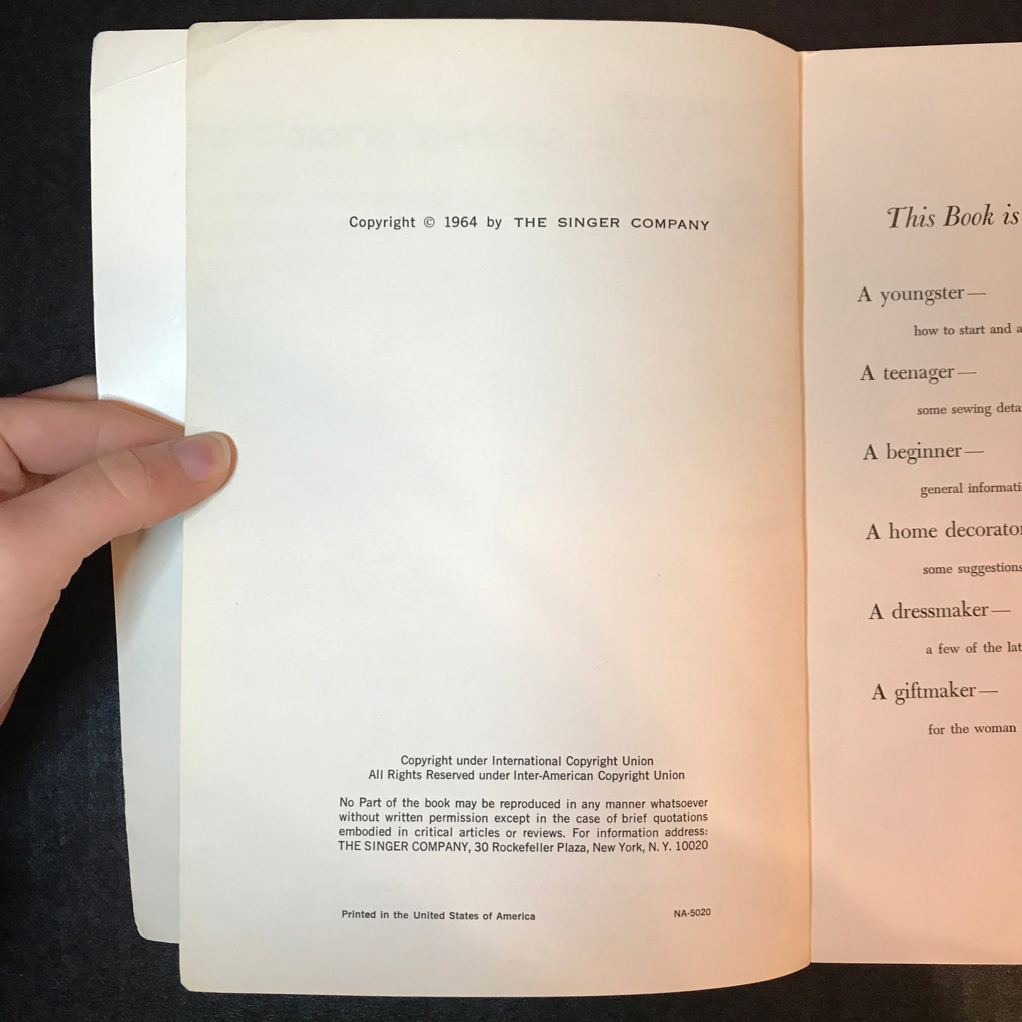 Singer Souvenir Sewing Book - Singer Co. - World's Fair - 1964