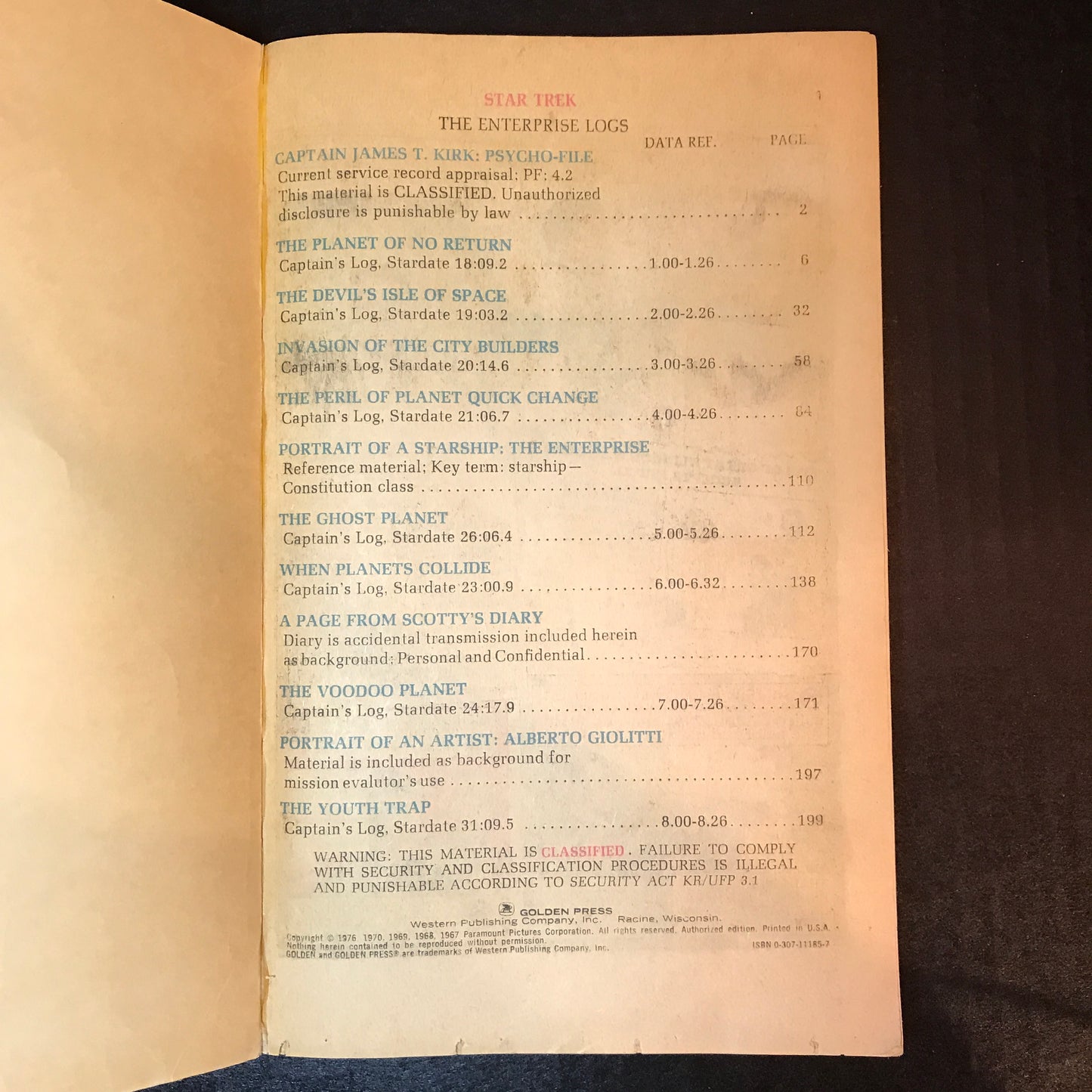 Star Trek: The Enterprise Logs - Golden Press - 1976