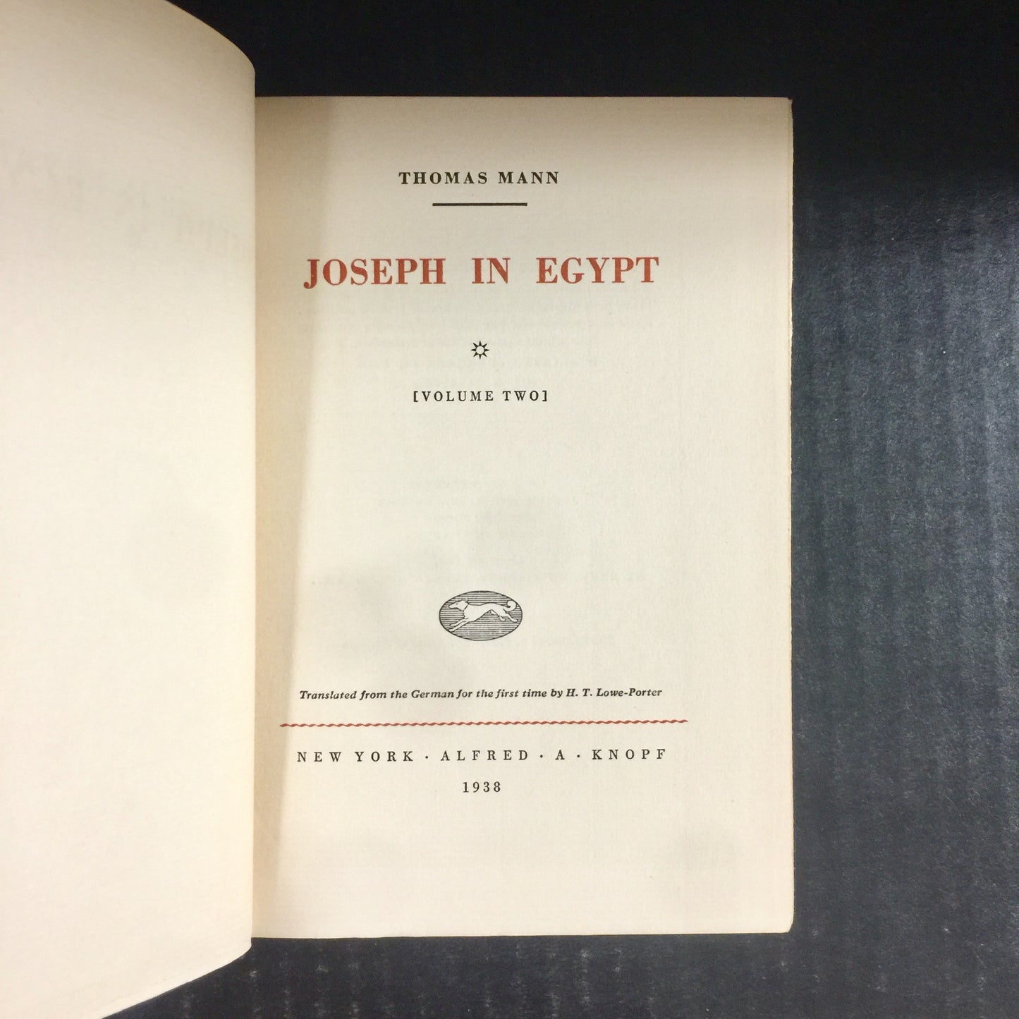 Joseph in Egypt - Thomas Mann - Two Volume Set - Sixth Printing - 1938