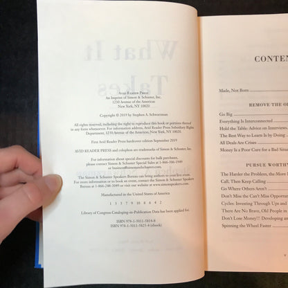 What it Takes - Stephen A. Schwarzman - Signed - 1st Edition - 2019