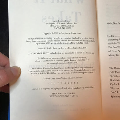 What it Takes - Stephen A. Schwarzman - Signed - 1st Edition - 2019