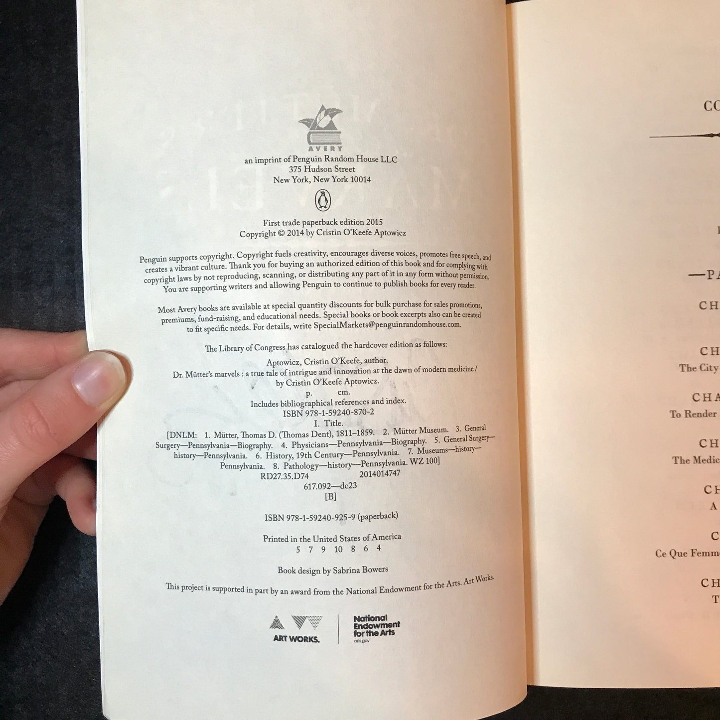 Dr. Mütter's Marvels - Cristin O'Keefe Aptowicz - 4th Print - Signed - 2014