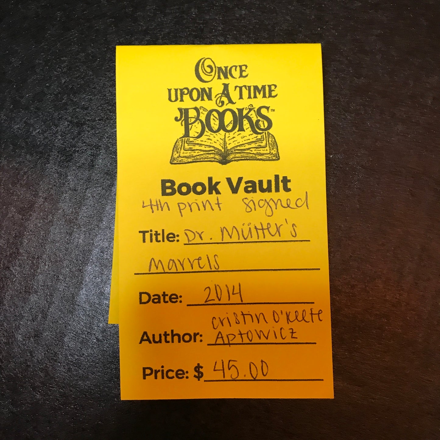 Dr. Mütter's Marvels - Cristin O'Keefe Aptowicz - 4th Print - Signed - 2014