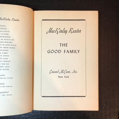 The Good Family - MacKinlay Kantor - Presumed 1st - 1949