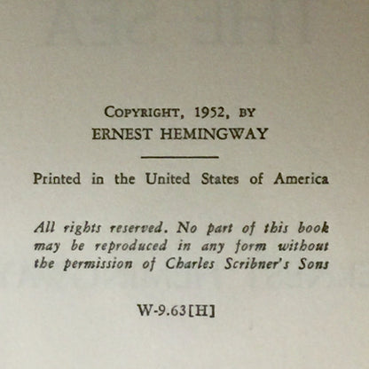 The Old Man And The Sea - Ernest Hemingway - Early Printing - 1953